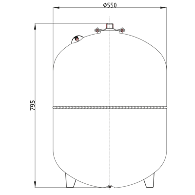 TRYKEKSP. EPDM CYL. 150 L, 1,5 BAR FORTRYK   - VRV150